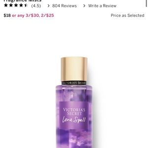 VS love spell body spray